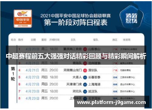 中超赛程前五大强强对话精彩回顾与精彩瞬间解析